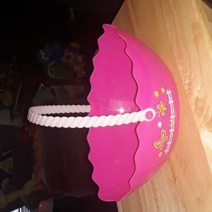 Bright pink egg Easter Basket with butterflies